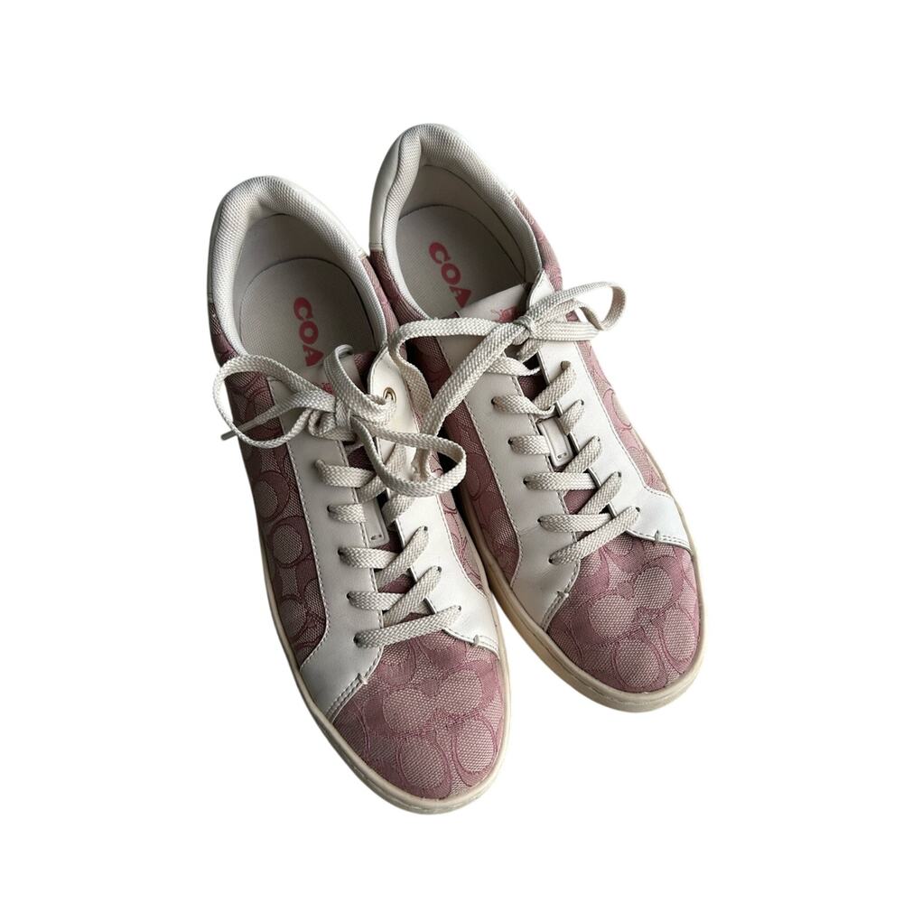 Coach Women’s Pink Logo Clip Low-Top Sneakers Size 10B